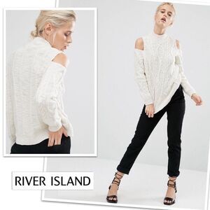 River Island Cable Knit Cold Shoulder Sweater